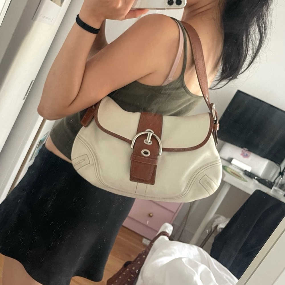 cream & tan coach soho bag